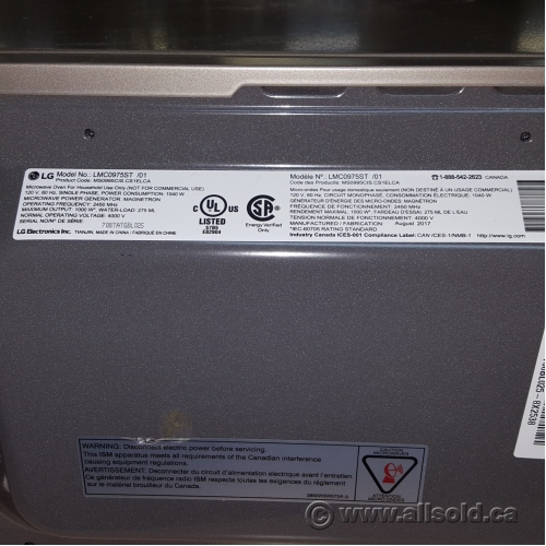 LG 0.9 Cu. Ft. Microwave (LMC0975ST) Stainless Steel Allsold.ca