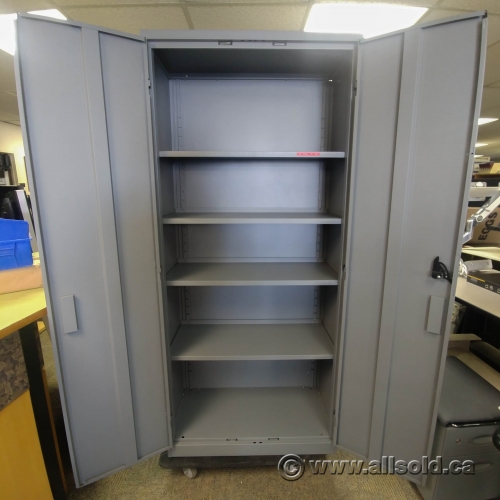 Tall Grey Steelcase 2 Door Storage w/ Metal Shelving Allsold