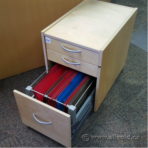 Blonde Ikea 3 Drawer Rolling Locking Storage Pedestal Allsold.ca