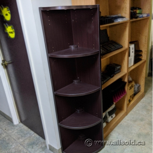 65" Espresso Corner Bookcase 3 Shelf Display Unit Allsold.ca Buy