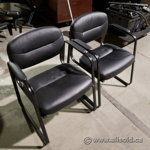 Black Leather Office Lobby Guest Chair Allsold.ca Buy & Sell Used Office Furniture Calgary