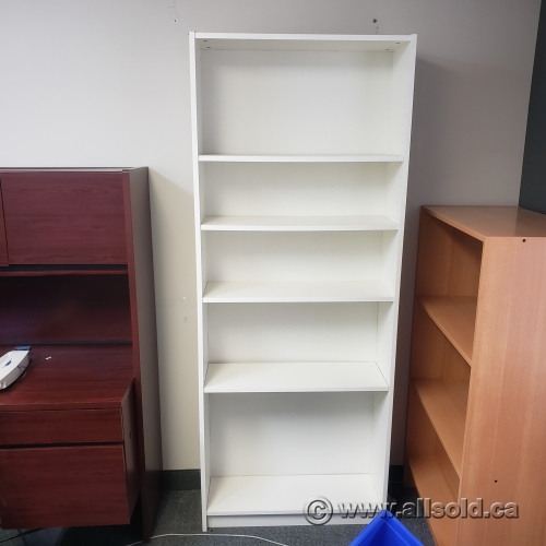 White Bookshelf Bookcase w/ Adjustable Shelves 31" x 79" Allsold.ca