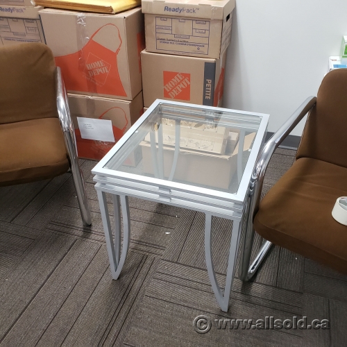 Brushed Nickel Metal Glass Coffee and End Table Set Allsold.ca Buy