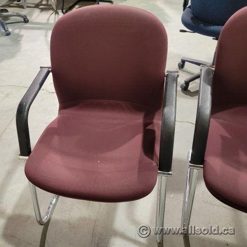 TWO Red Office Guest Chair w/ Chrome Sleigh Base Allsold.ca Buy