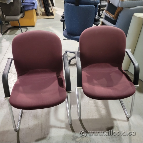 TWO Red Office Guest Chair w/ Chrome Sleigh Base Allsold.ca Buy