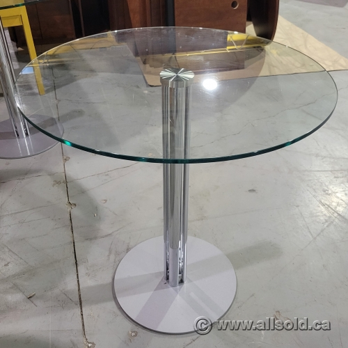 36" Glass Top Bistro Table Chrome Base Counter Tall Allsold.ca Buy