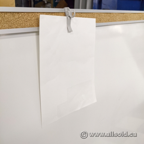 96" x 49" Whiteboard With Cork, Hanging Paper Hooks Allsold