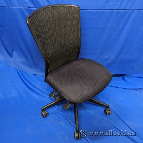 Blue and Mesh Height Adjustable Rolling Office Chair, No Arms Allsold