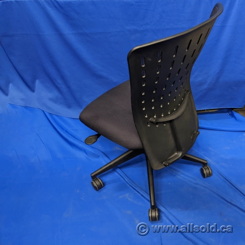 Blue and Mesh Height Adjustable Rolling Office Chair, No Arms Allsold