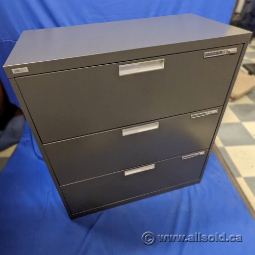 Artopex Grey 3 Drawer Lateral File w/ Combination Lock