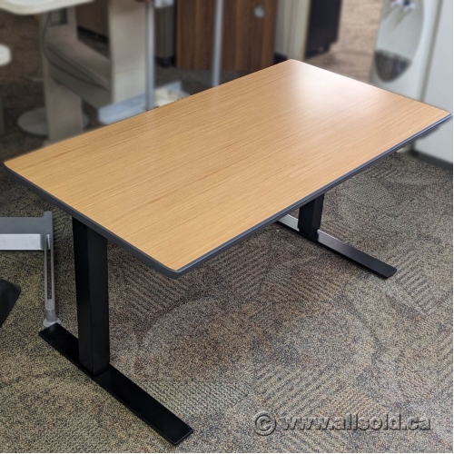 54" x 28" Knoll Light Cherry Sit Stand Height Adjustable Desk Allsold