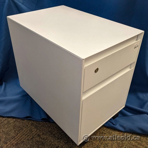 White Steelcase Rolling 2 Drawer Pedestal File BoxFile