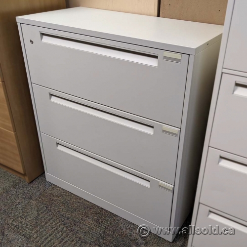 White Steelcase 3 Drawer Lateral Filing File Locking Allsold