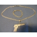 Silver chain and Bracelet  with Gun Pendant