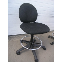 Black Pattern Fabric Rolling Drafting Stool w/o Armrest