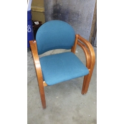 Teal Cloth with Wood Arms Guest / Side Chair