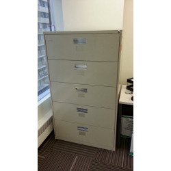 Beige 5 Drawer Lateral Filing Cabinet lockable Full Drawers