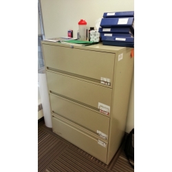 Tan 4 Drawer Lateral File Cabinet 36x18 Full Drawer