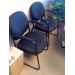 Sled Based Guest Side Office Chair, Black Geo Pattern