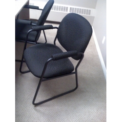 Sled Based Guest Side Office Chair, Black Geo Pattern