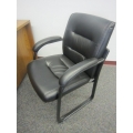 Black Leather Reception Guest Side Chair