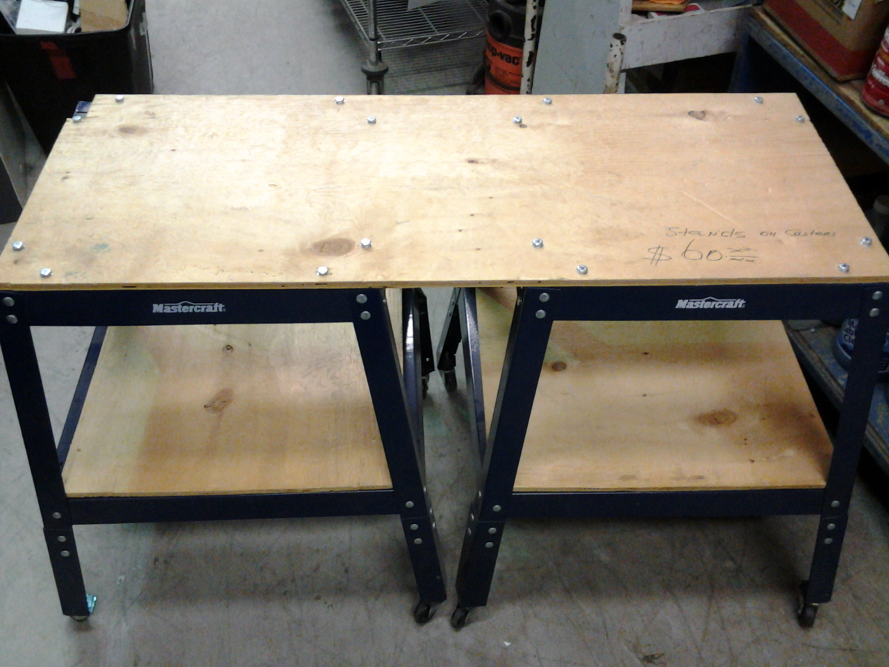 Mastercraft Dual Work Bench Rolling on Wheels 48x18x32 Allsold