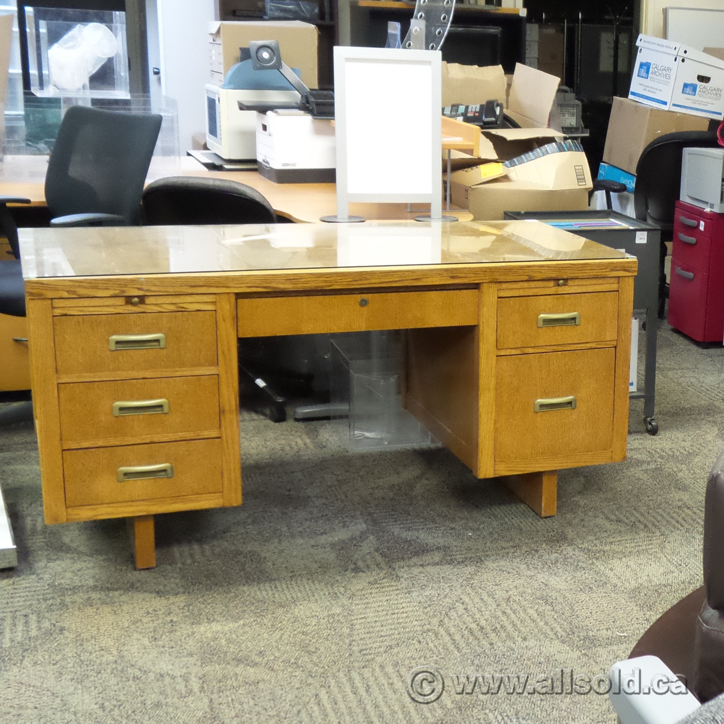 Vintage Oak Double Pedestal Teachers Desk Allsold Ca Buy