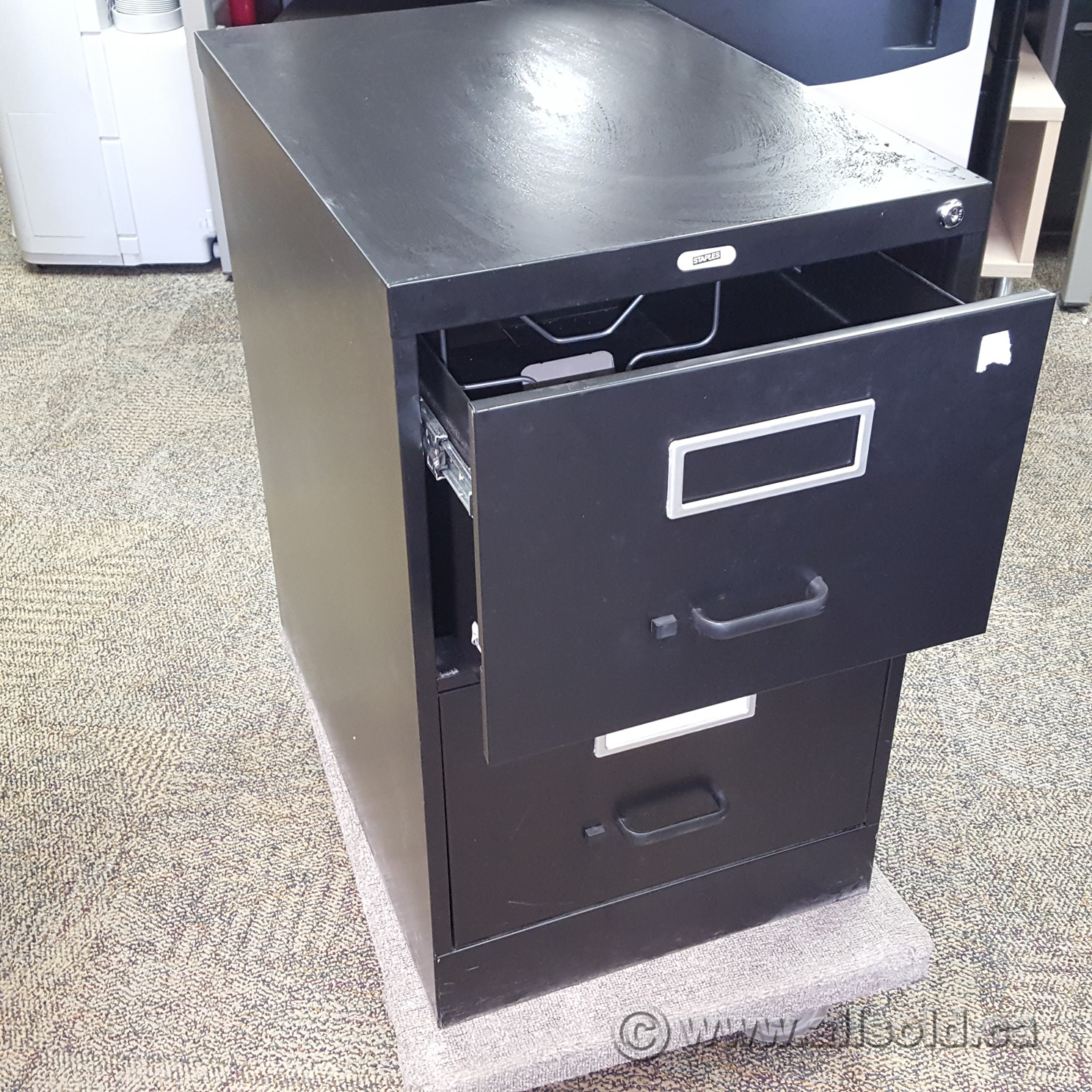 Staples Black 2 Drawer Vertical Legal File Cabinet Locking