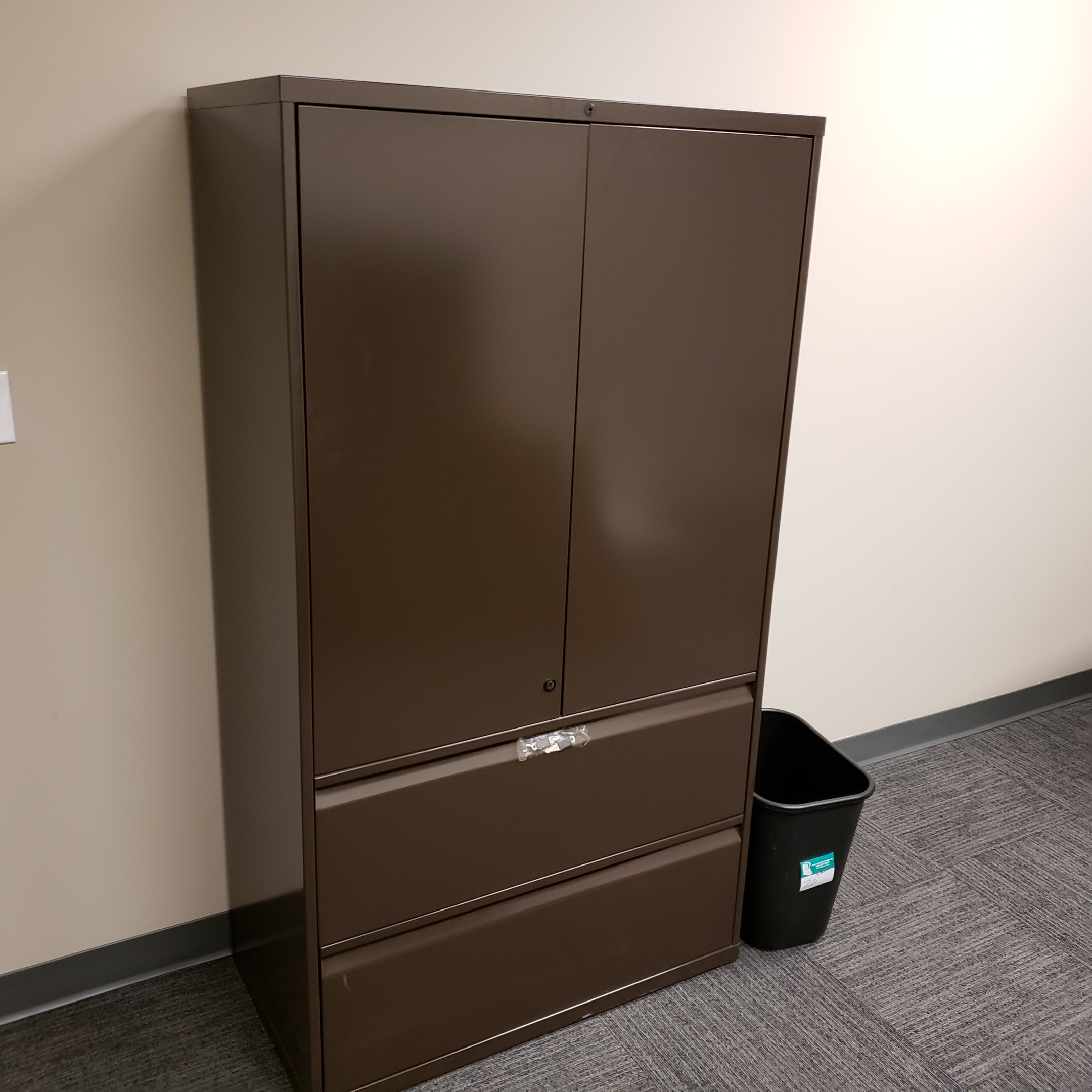 Brown 2 Door 2 Drawer Metal Storage Cabinet Locking Allsold Ca