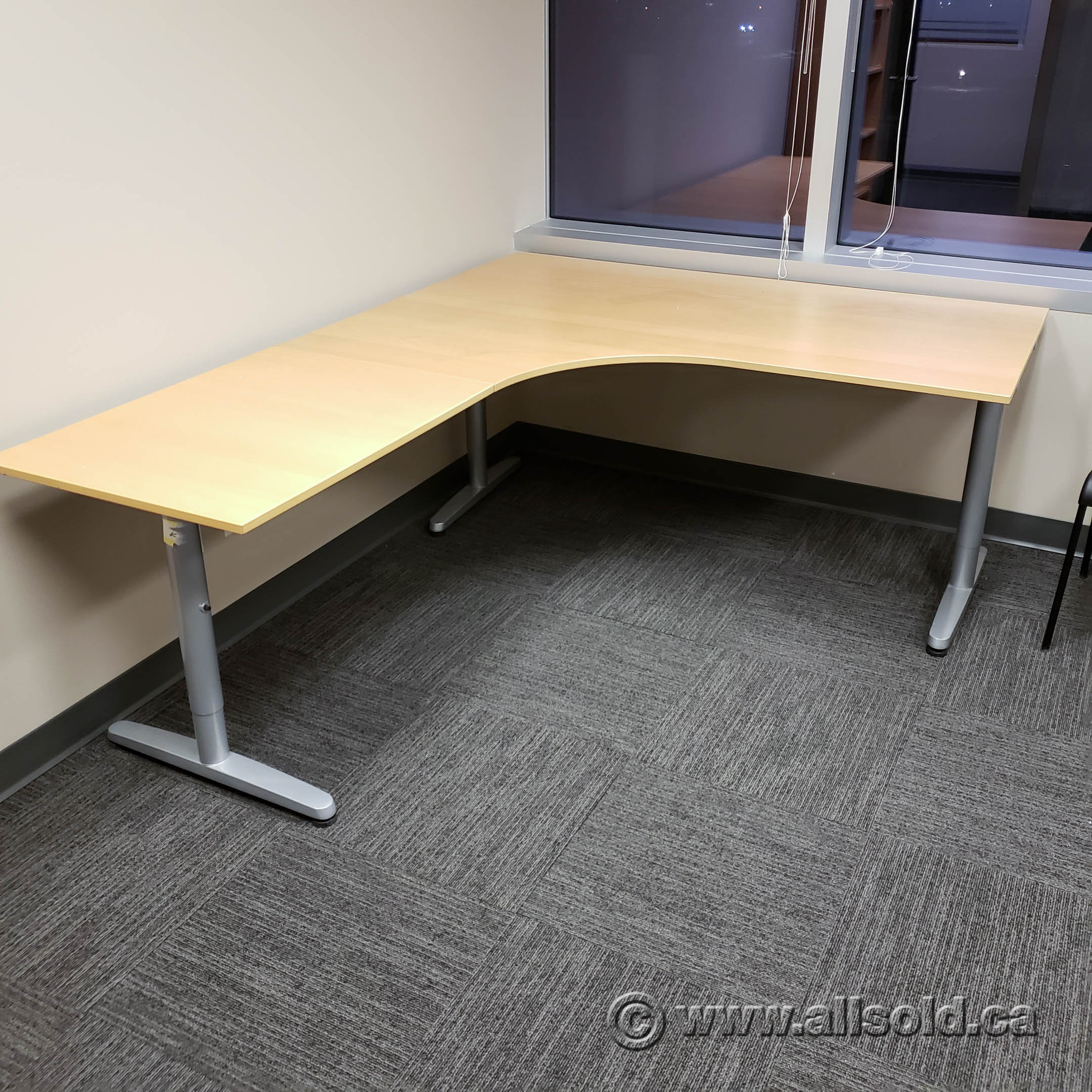 Blonde Ikea Galant Modular Open Style L Suite Desk W Grey Legs