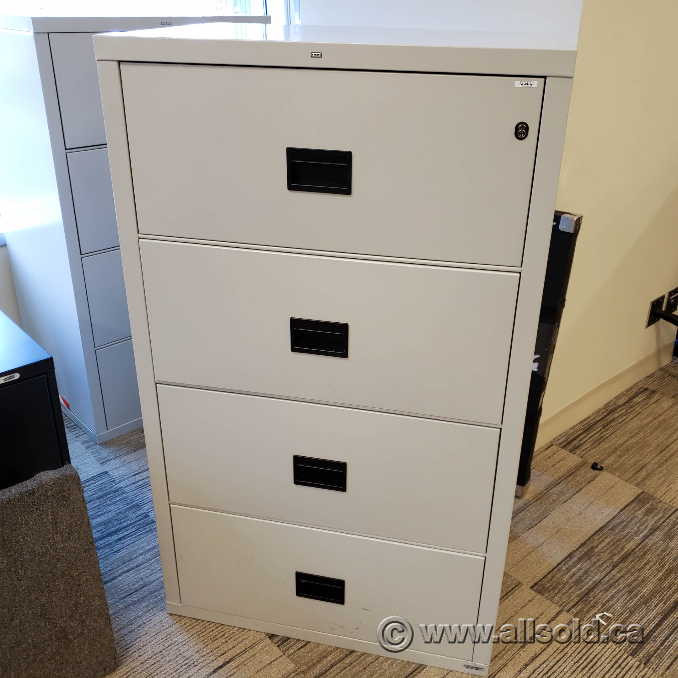 Hon Off White 4 Drawer Fire Resistant Lateral File Cabinet