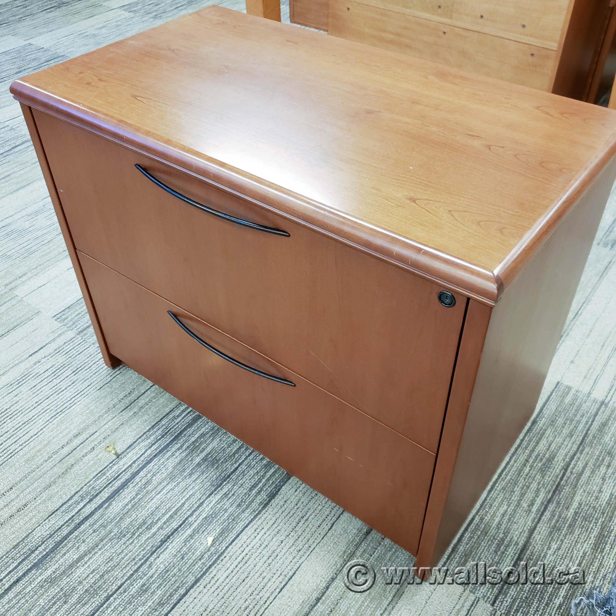 Medium Maple 2 Drawer Lateral File Cabinet Locking Allsold Ca Buy Sell Used Office Furniture Calgary