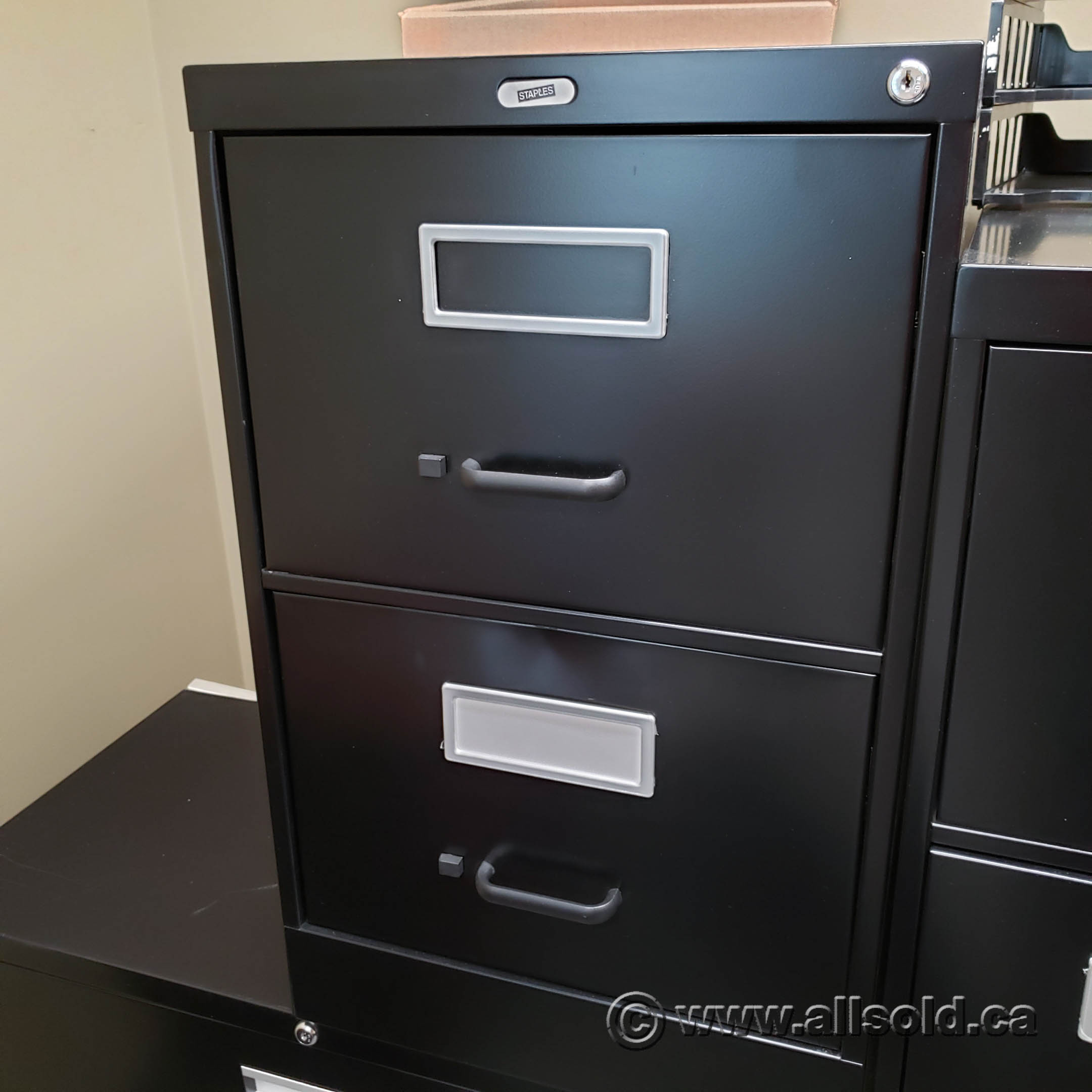 Staples Black 2 Drawer Vertical File Cabinet Locking Allsold Ca