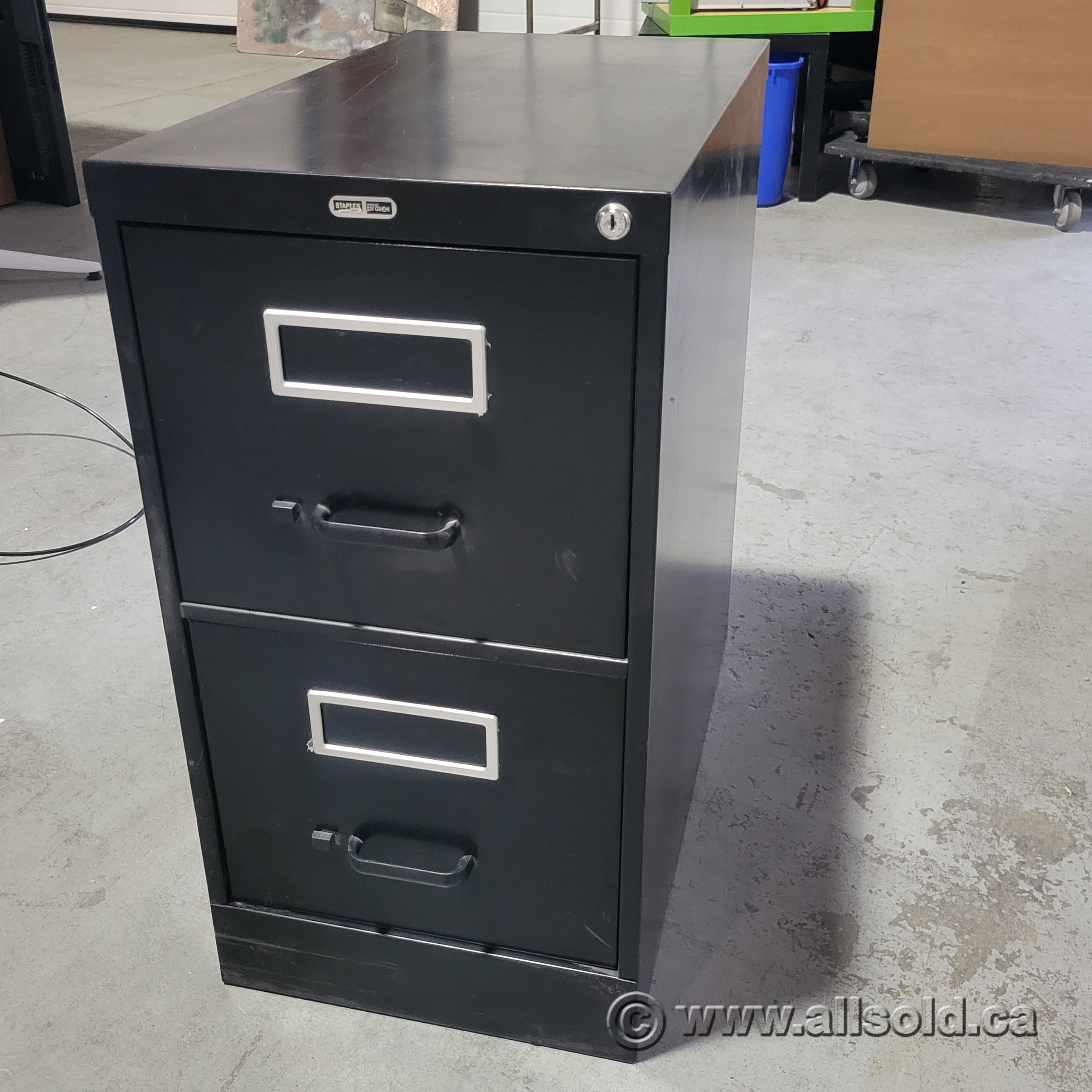Staples wood shop file cabinet