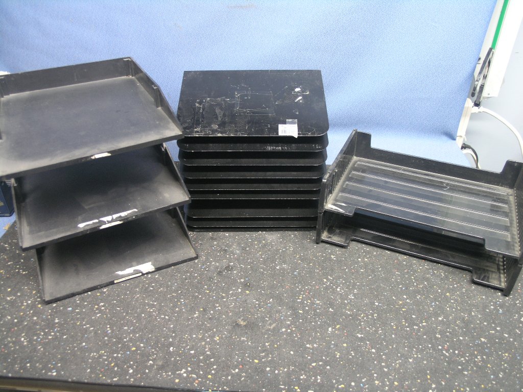 Lot of 3 Black Paper Tray Organizers Plastic & Metal Allsold.ca
