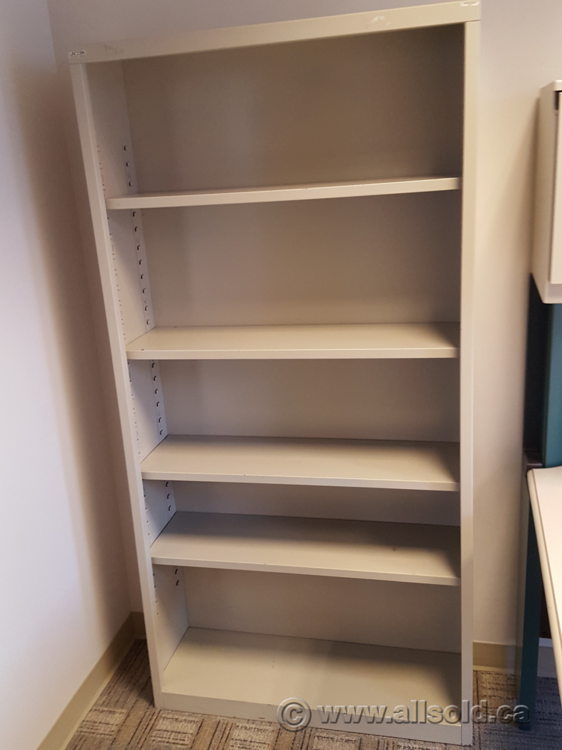 Lincora Beige 36" 5 Shelf Metal Book Case w Adjustable Shelves