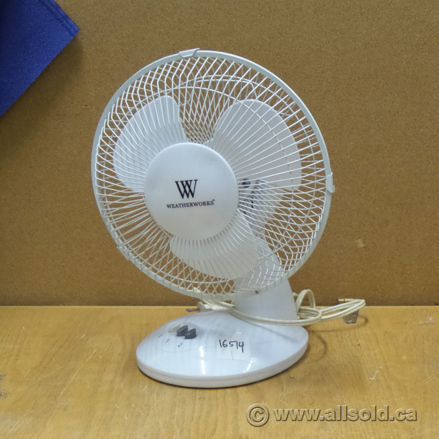 White Weatherworks Oscillating Desk Fan, 12in Allsold