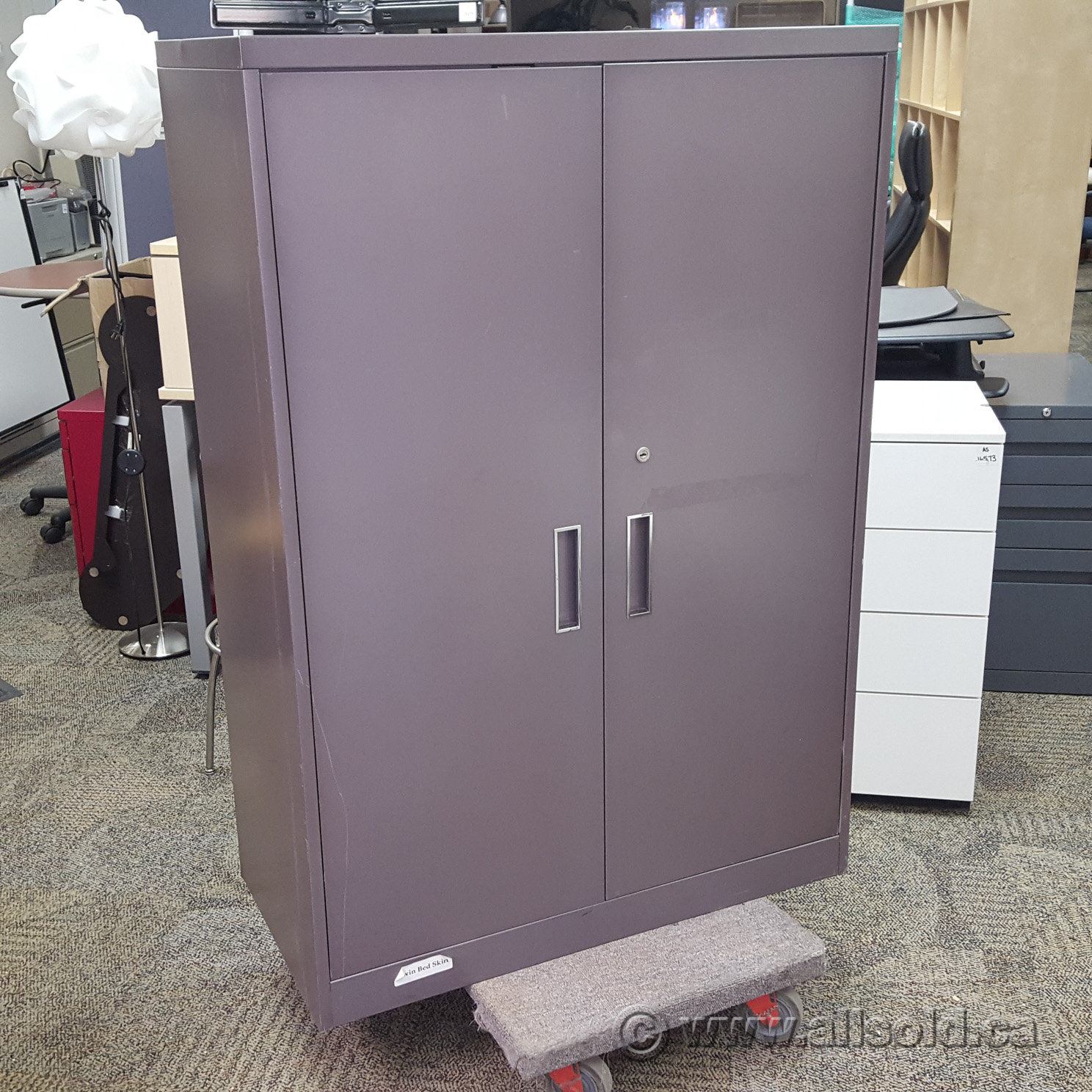 Grey Steelcase 2 Door Metal Wardrobe Storage Locking Allsold