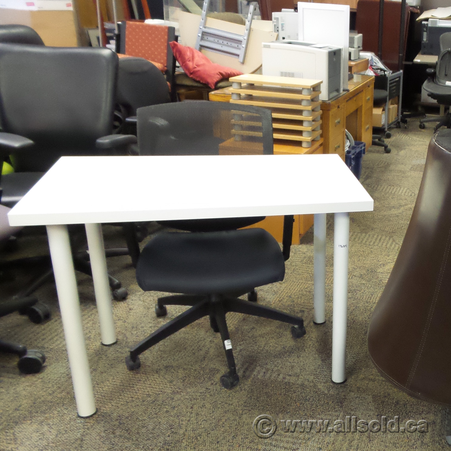 Ikea White Table 40" x 24" w/ Fixed Metal Tube Legs Allsold.ca Buy