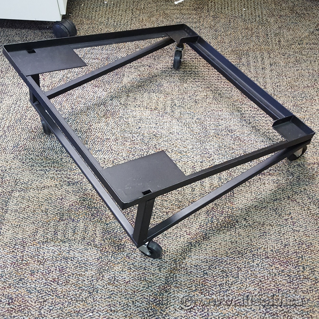 Black Rolling Steelcase Stacking Chair Storage Trolley Cart Allsold