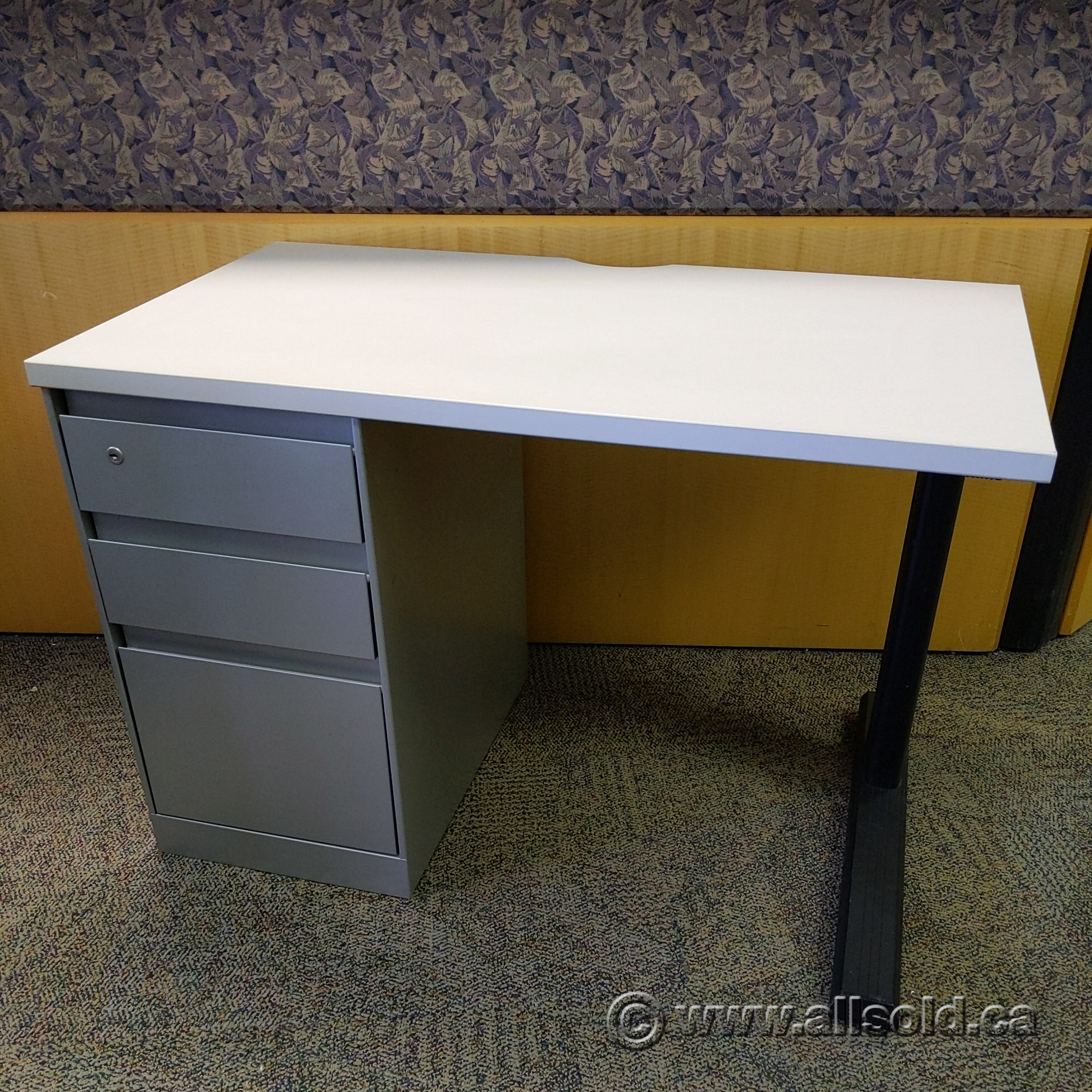 Steelcase Answer Straight Desk with Pedestal Allsold.ca Buy & Sell Used Office