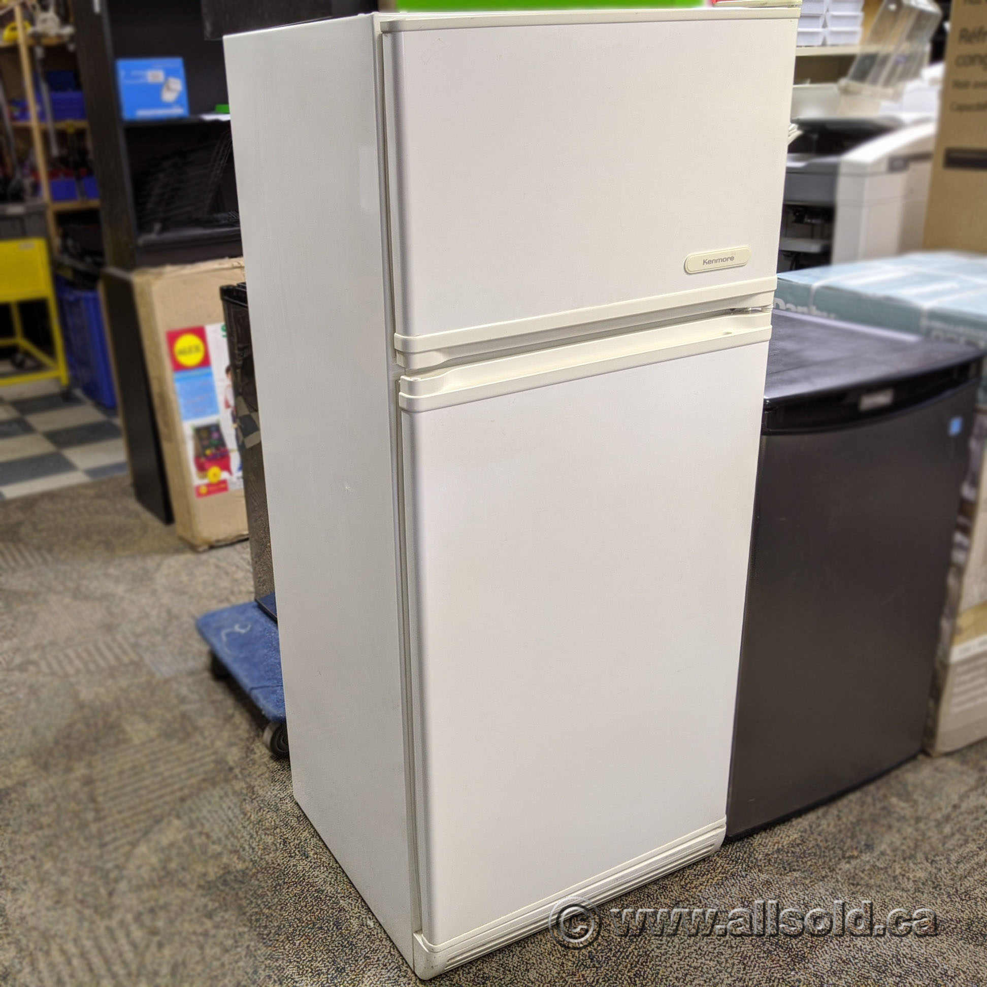 White Kenmore Apartment Sized Fridge with Top Freezer Allsold.ca