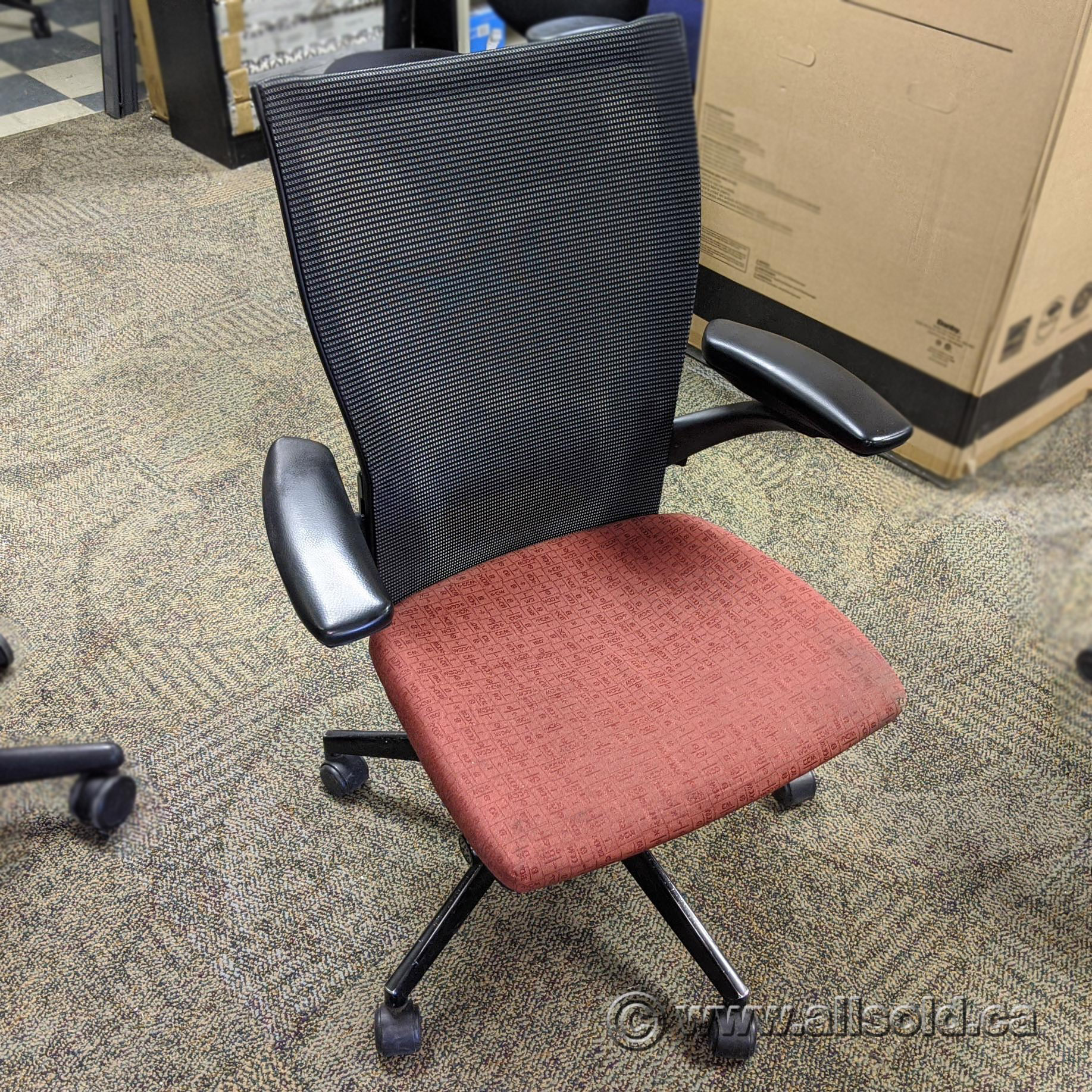 Haworth X99 Red Seat Mesh Back Office Task Chair B Grade Allsold.ca Buy & Sell Used Office