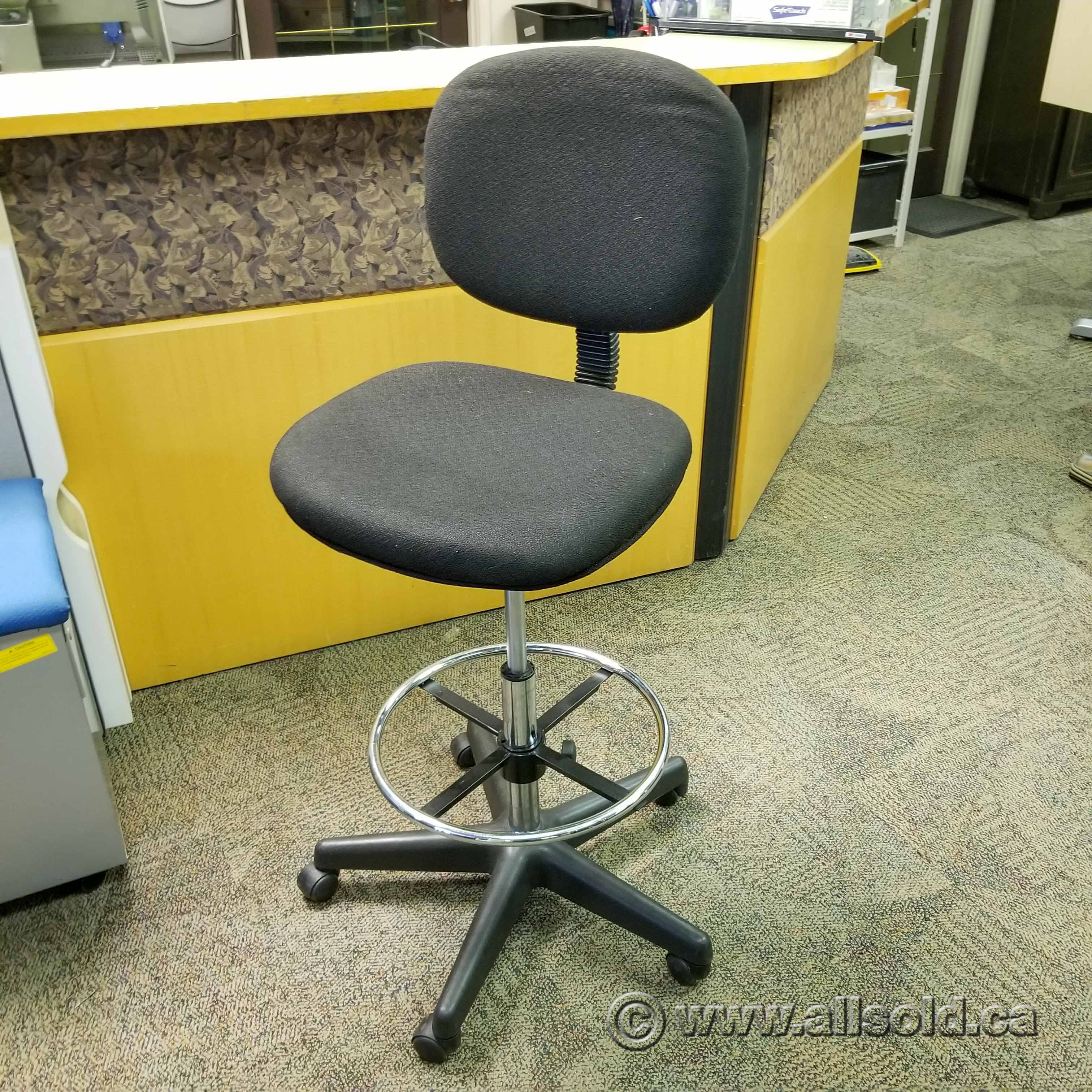 Black Height Adjustable Rolling Drafting Stool Chair w/o Arms Allsold