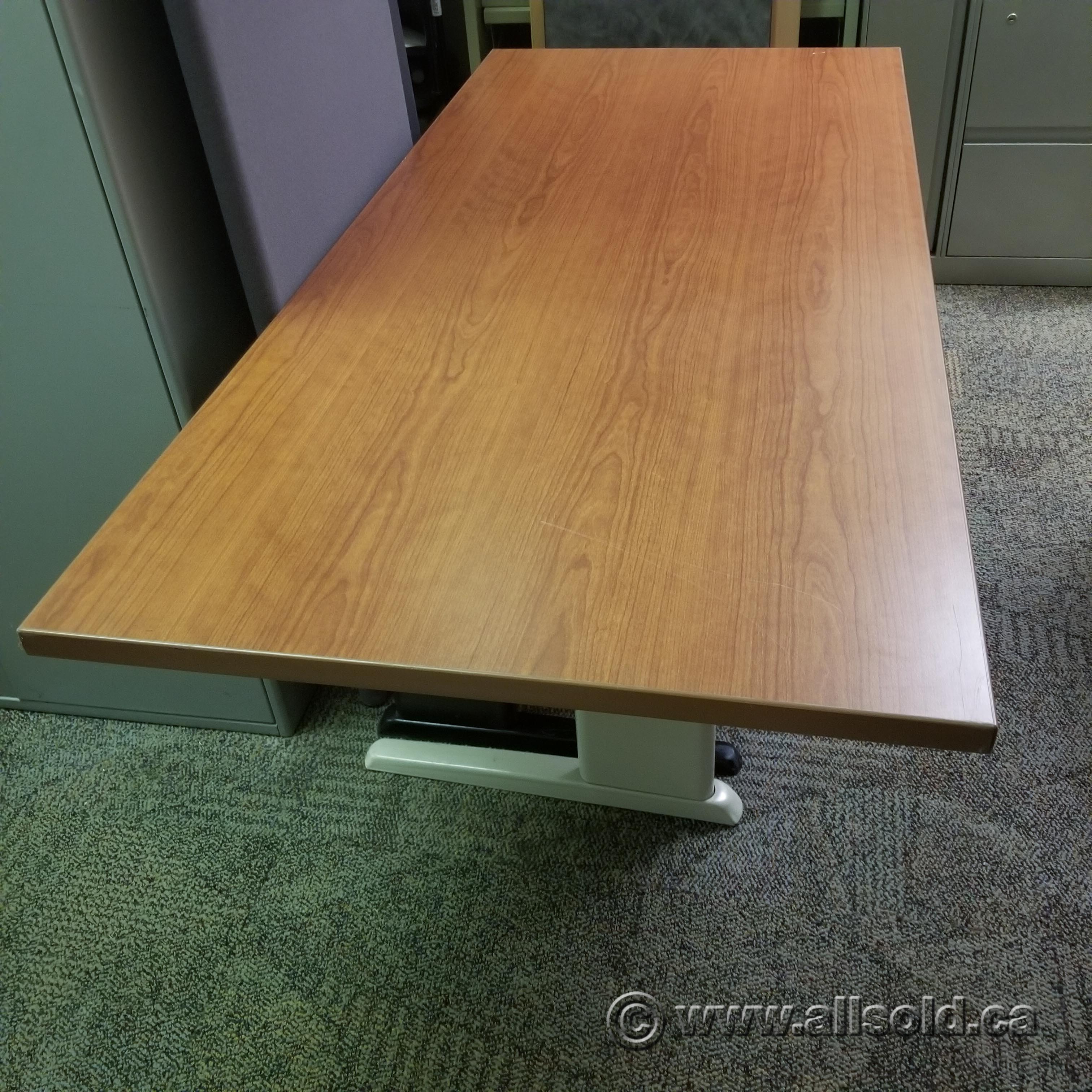60" x 24" Medium Maple Sit Stand Desk Table Surface Allsold.ca Buy & Sell Used Office
