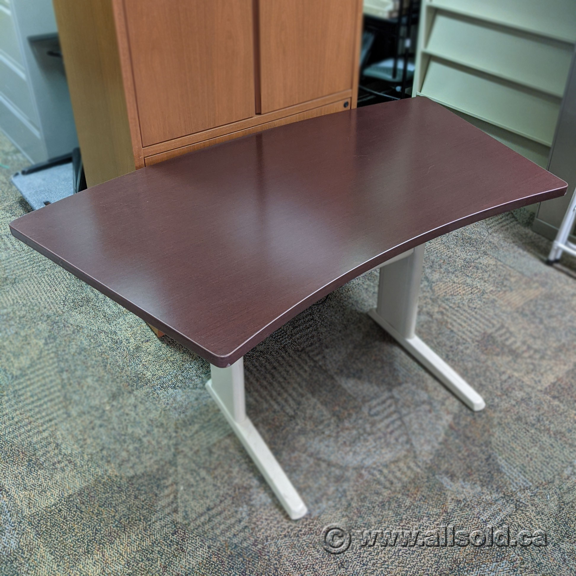 Curved Espresso Sit Stand Desk Surface 48" 60" x 30" Allsold.ca Buy & Sell Used Office