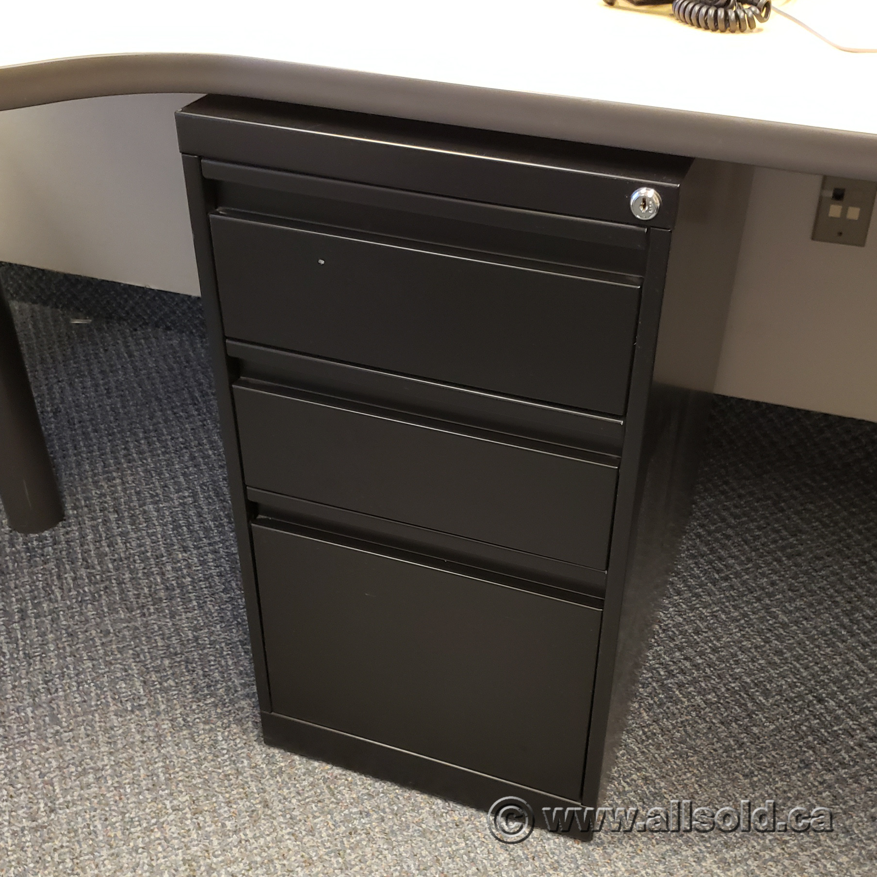 Black 3 Drawer Under Desk Pedestal Allsold.ca Buy & Sell