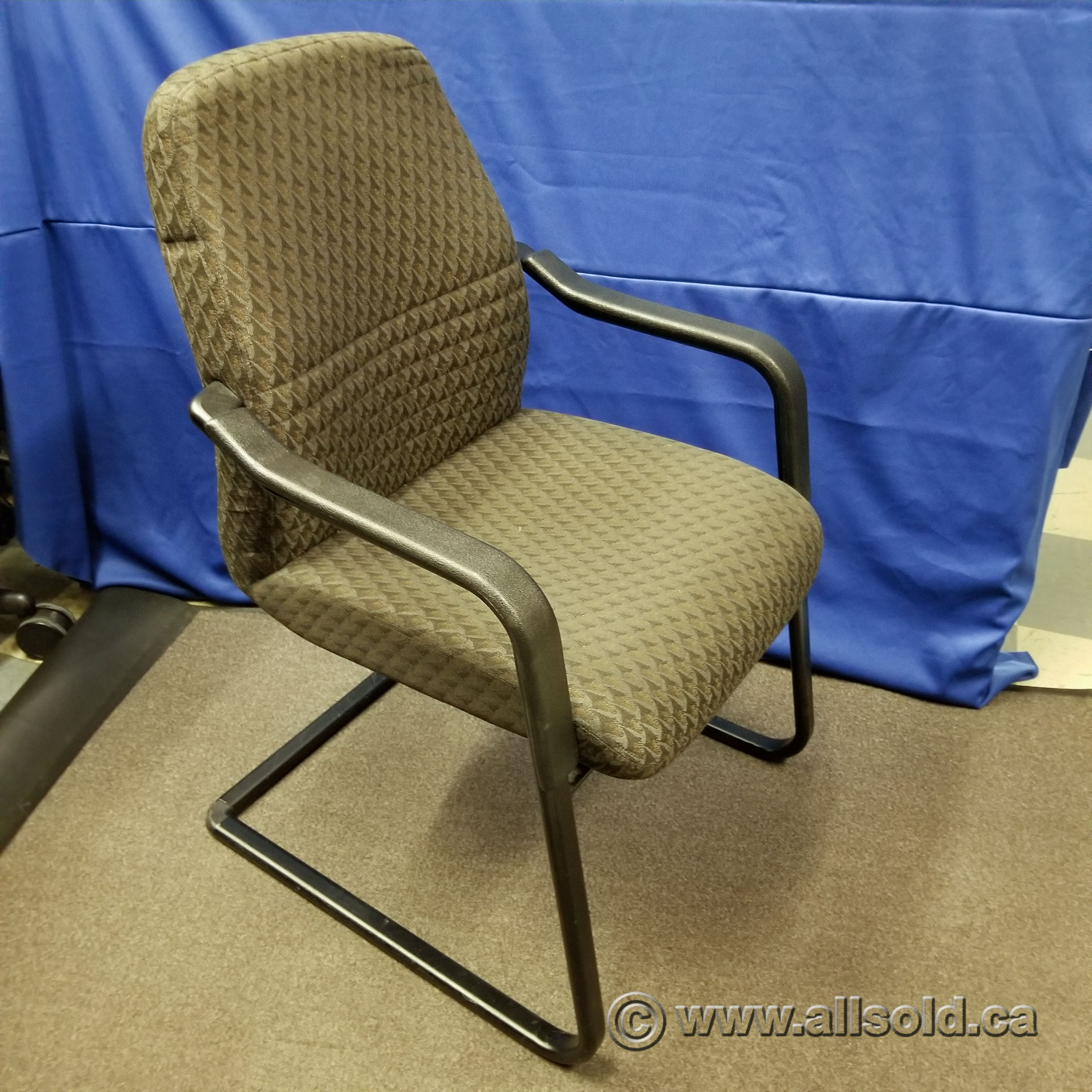 SMED Brown Patterned Office Guest Chair w/ Sleigh Base Allsold.ca