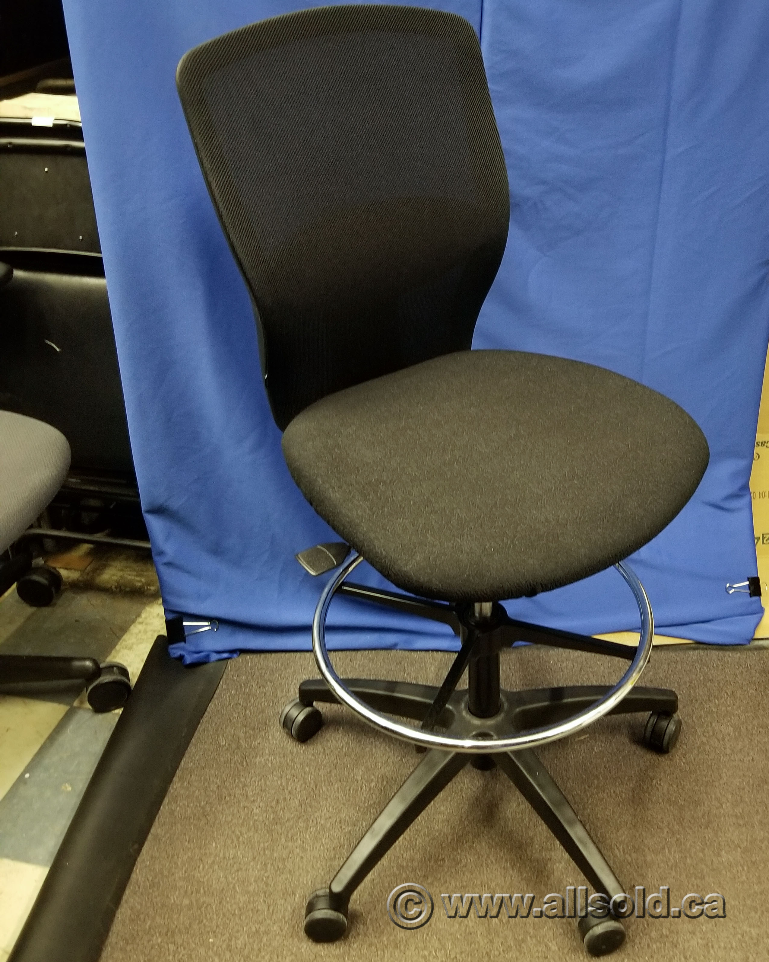 Teknion Black Mesh Back Office Drafting Stool Chair Allsold.ca Buy & Sell Used Office