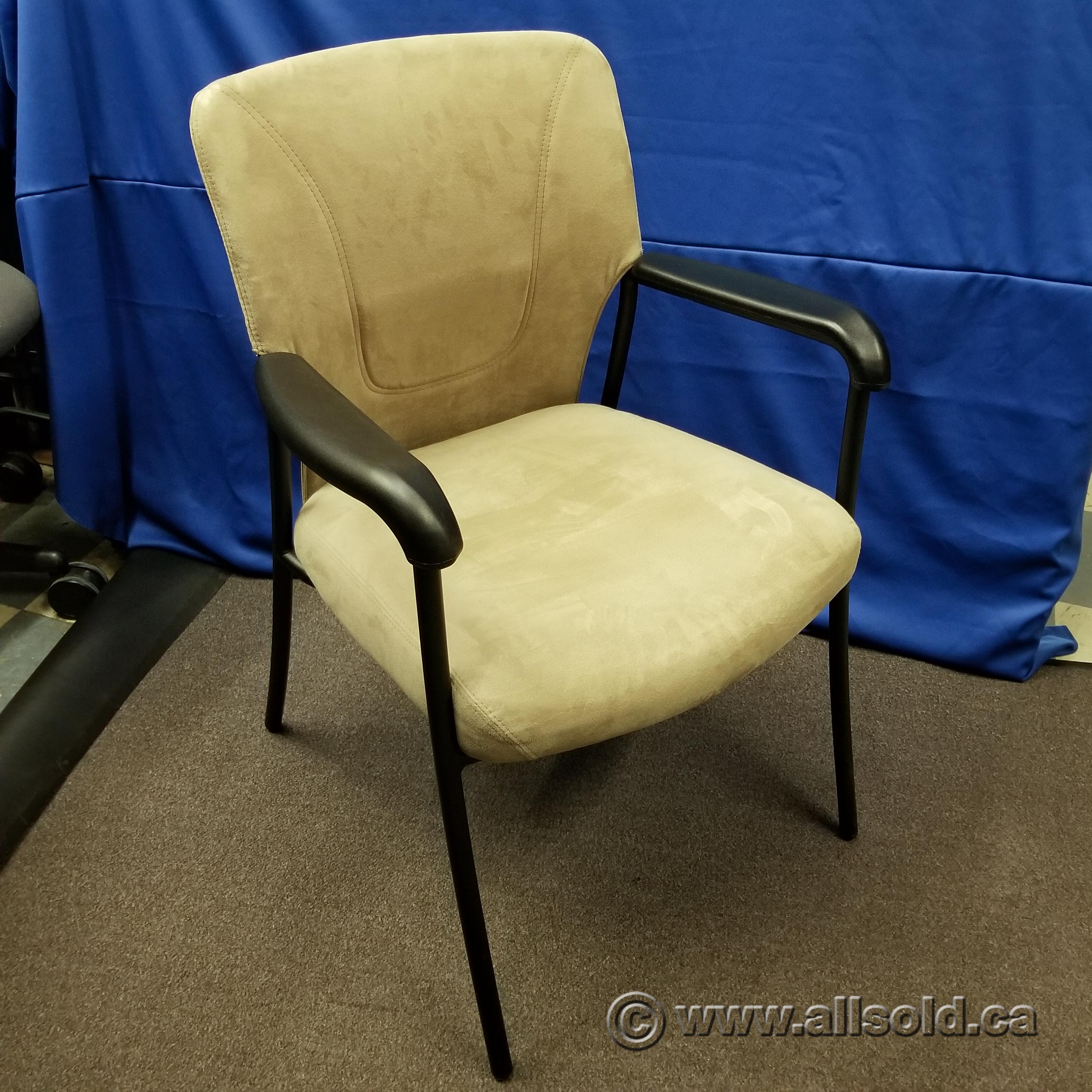 Tan Suede Guest Chair w Fixed Arms Allsold.ca Buy & Sell Used